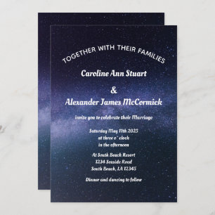 Starry Night Sky Galaxy Stars Modern Wedding Invitation