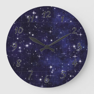 Starry Night Sky Grid Large Clock