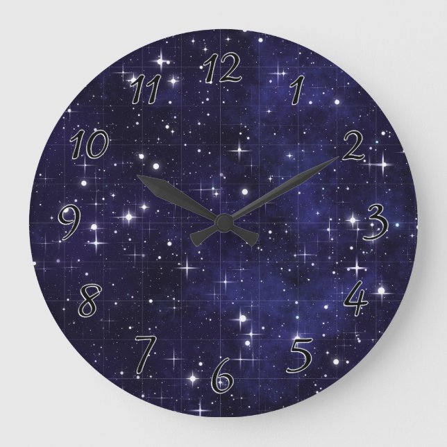 Starry Night Sky Grid Large Clock (Front)