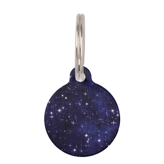 Starry Night Sky Grid Pet ID Tag (Front)