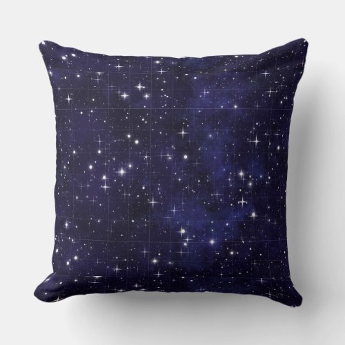 Starry Night Sky Grid Throw Pillow