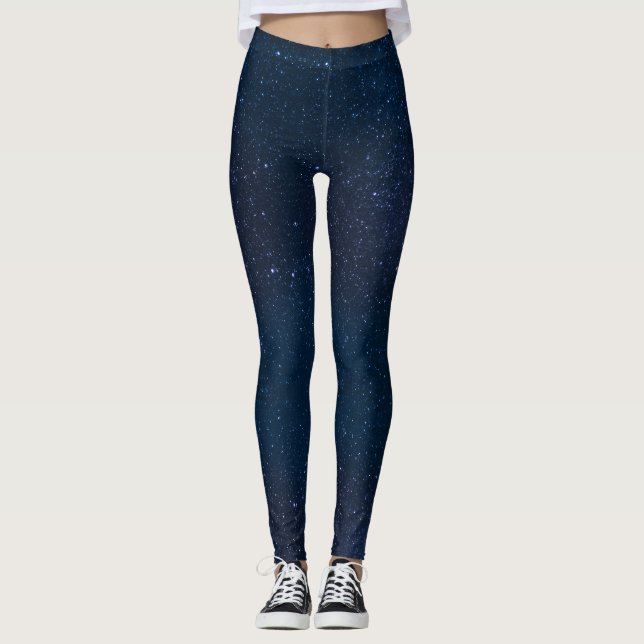Starry Night Sky Leggings, Galaxy Space Leggings (Front)