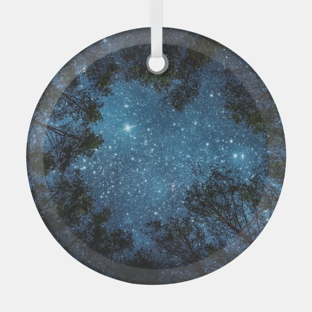 Starry night sky, Milky Way. Glass Ornament (Front)