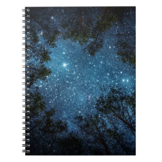 Starry night sky, Milky Way. Notebook