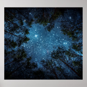 Starry night sky, Milky Way. Poster
