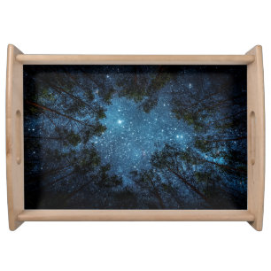 Starry night sky, Milky Way. Serving Tray
