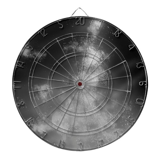 Starry Night Sky Monochrome Gray Dartboard (Front)