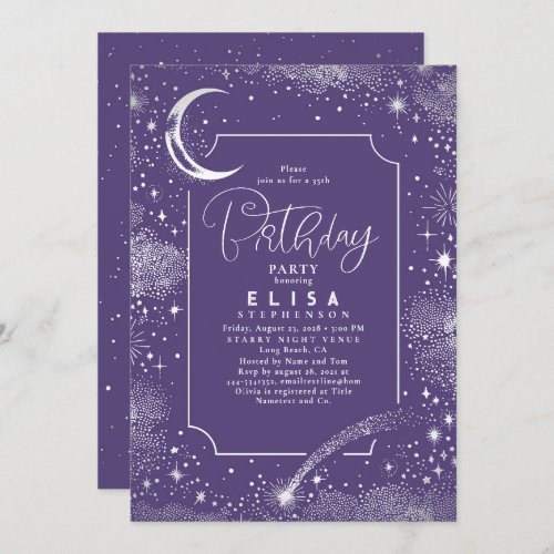 Starry Night Sky Moon Mystical Celestial Birthday Invitation