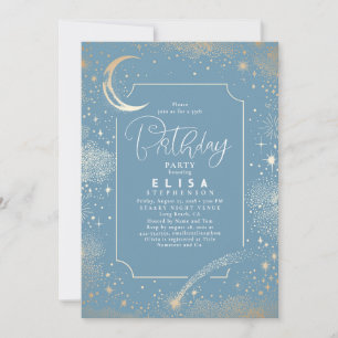 Starry Night Sky Moon Mystical Celestial Birthday Invitation