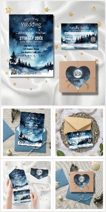 Starry Night Sky Navy Blue Celestial Wedding