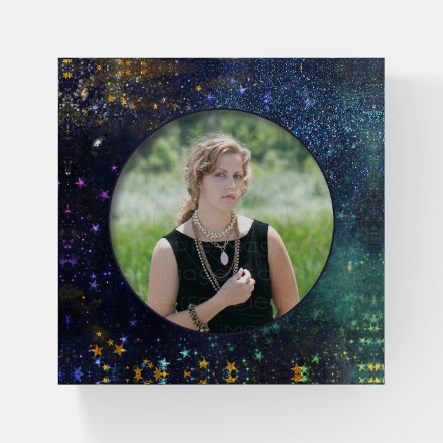 Starry night sky photo template paperweight (Front)