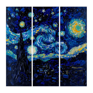 Starry Night Sky Triptych Wall Art