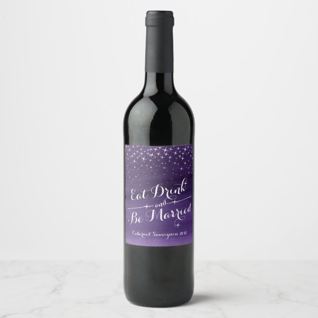 Starry night sky wedding drink wine labels (Front)