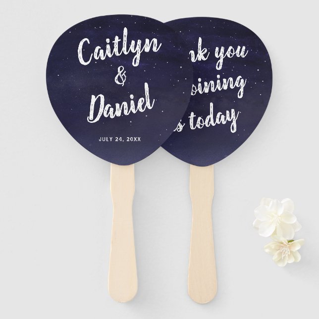Starry Night Sky Wedding Hand Fan (Front and Back)