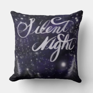 starry night sky winter scene silent night throw pillow