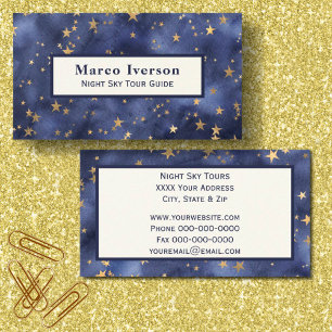 Starry Night Sky with Gold Stars Business Card