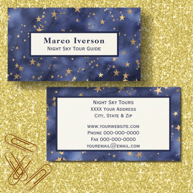 Starry Night Sky with Gold Stars Business Card (Creator Uploaded)