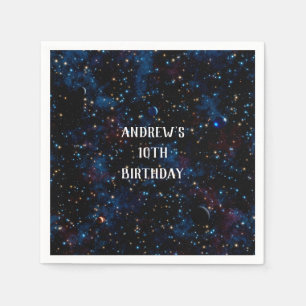 Starry night sky with planets napkins