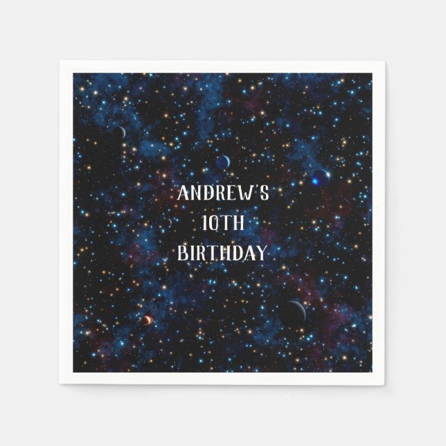 Starry night sky with planets napkins (Front)