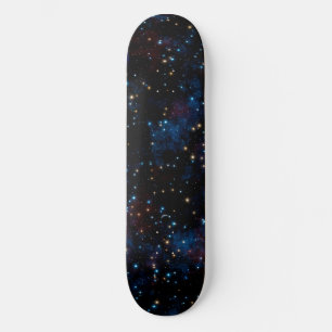 Starry night sky with stars and planets skateboard