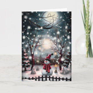 Starry Night Snowman Holiday Card