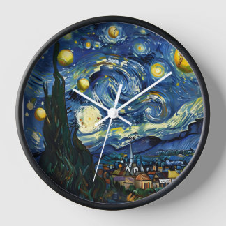 Starry Night Softball Wall Clock