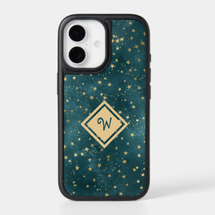 Starry Night Space Design with Gold Monogram iPhone 17 Case