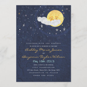 Starry Night Space with Moon Wedding Invitation