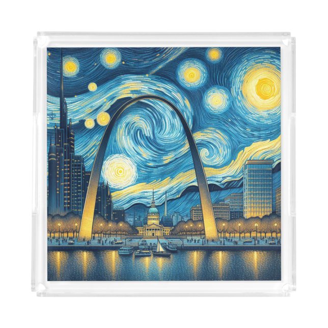 Starry Night St. Louis Missouri Acrylic Tray (Front)