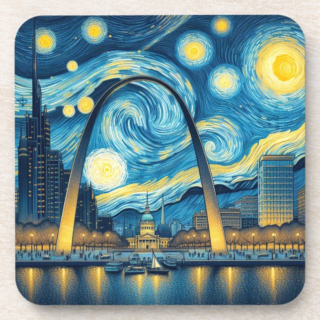 Starry Night St. Louis Missouri Beverage Coaster (Front)