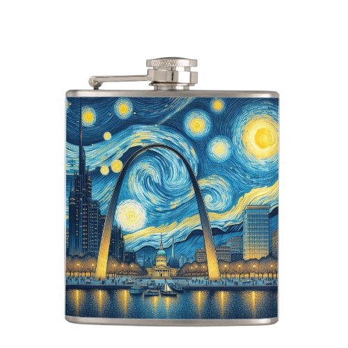 Starry Night St Louis Missouri Flask