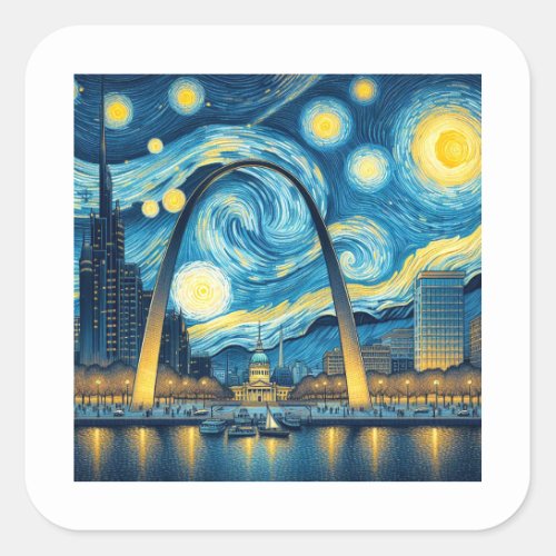 Starry Night St Louis Missouri Square Sticker
