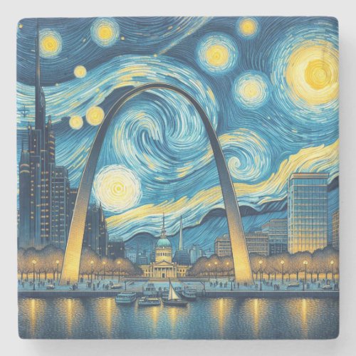 Starry Night St Louis Missouri Stone Coaster