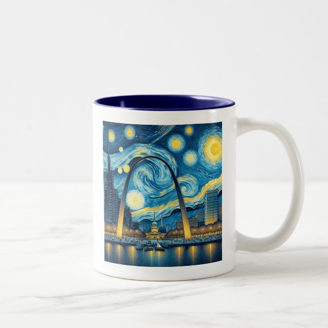 Starry Night St. Louis Missouri Two-Tone Coffee Mug (Right)