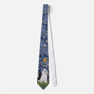 Starry Night - Standard Poodle (W) Neck Tie
