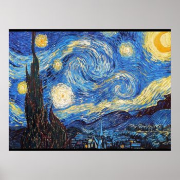 Starry Night Starry Night Abstract Sky Poster by figstreetstudio at Zazzle
