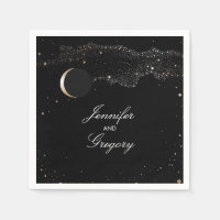 Starry Night Stars Black and Gold Wedding