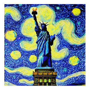 Starry Night Statue Of Liberty New York Acrylic Print