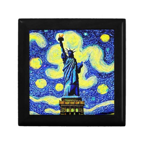 Starry Night Statue Of Liberty New York Gift Box