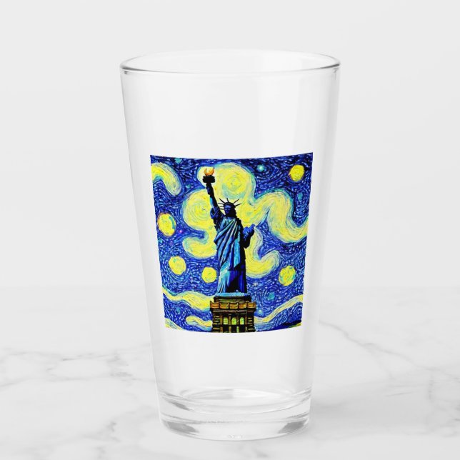 Starry Night Statue Of Liberty New York Glass (Front)