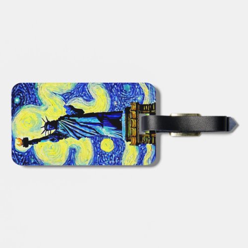 Starry Night Statue Of Liberty New York Luggage Tag