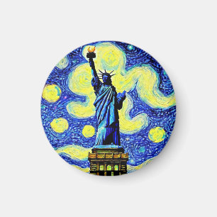 Starry Night Statue Of Liberty New York Magnet