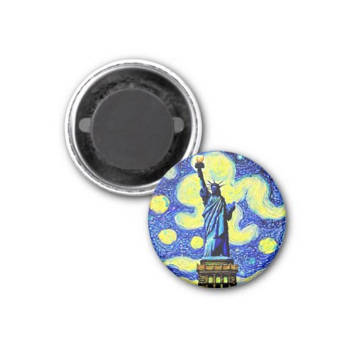 Starry Night Statue Of Liberty New York Magnet