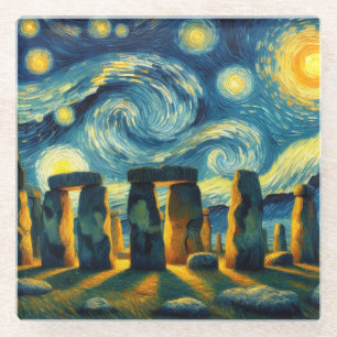 Starry Night Stonehenge Glass Coaster