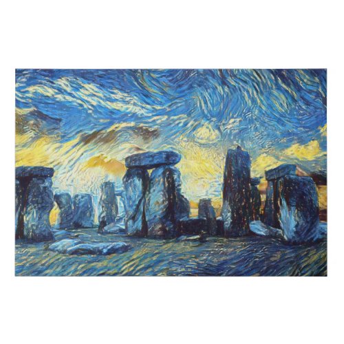 Starry Night Stonehenge _ Van Gogh Faux Canvas Print