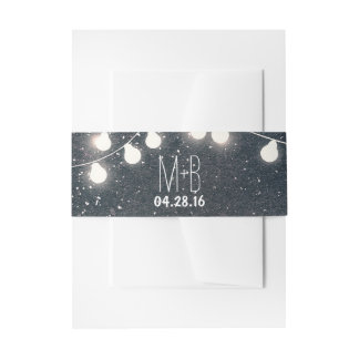 Starry Night String Lights Wedding Invitation Belly Band