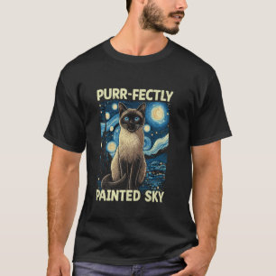 Starry Night Style Artistic Painting Siamese Funny T-Shirt