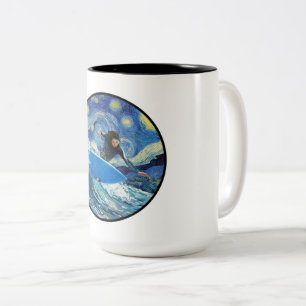 Starry Night Surfer Two-Tone Coffee Mug