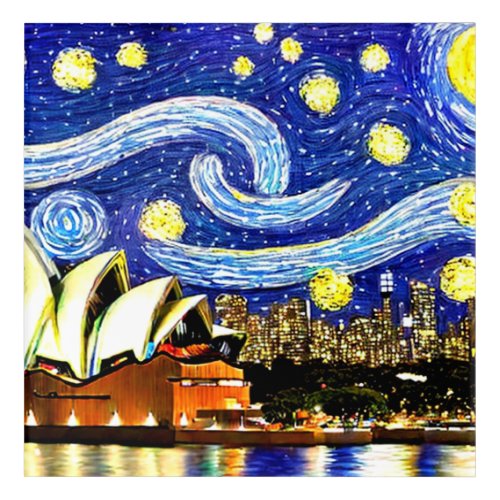 Starry Night Sydney Australia Opera House Acrylic Print