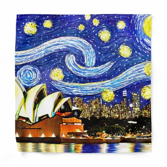 Starry Night Sydney Australia Opera House Bandana (Front)